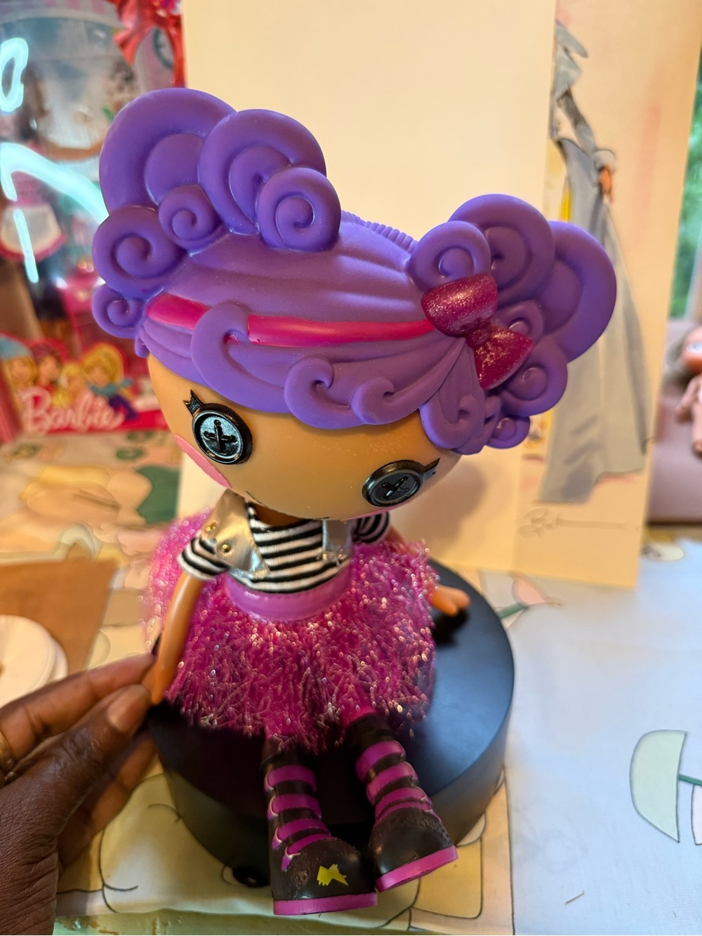 Purple Curly-Hair Fashion Doll with Sparkle Pink Skirt - Lalaloopsy Style